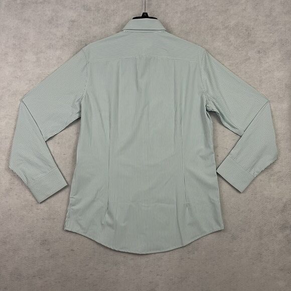 Mizzen Main Leeward Dress Shirt Mens Medium Trim Nile Blue Stripe Button Down - Picture 5 of 11